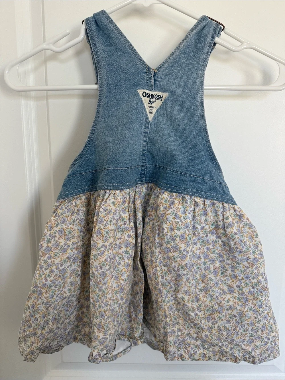 OshKosh B'gosh Rare VTG Girls Denim Floral Overall Dress - Blue